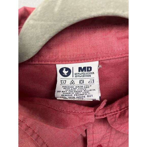 Zaxbys Employee Shirt Mens medium‎ Button front Pockets Red Long sleeve - Picture 4 of 6